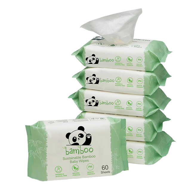 100% Bamboo Fiber Organic Antibacterial Extra Soft Biodegradable Baby Wipes with Customizable Size