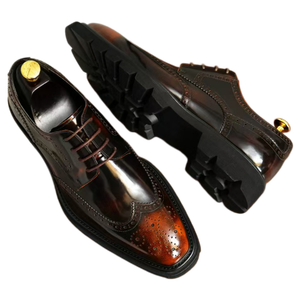 Botas de Negocios para Hombre Chelsea, de Caña Alta, con Cordones, Impermeables, Parte Superior de Cuero Genuino Blanco, Entresuela Marrón, Suela de Goma, Correa Monk - Product Image 5