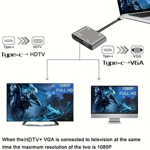 <span class=keywords><strong>Adaptateur</strong></span> Hub Type <span class=keywords><strong>C</strong></span> 4-en-1 vers HDTV VGA <span class=keywords><strong>USB</strong></span> 3.0 <span class=keywords><strong>Adaptateur</strong></span> <span class=keywords><strong>Multiport</strong></span> <span class=keywords><strong>AV</strong></span> Numérique avec Port de Charge TYPE-<span class=keywords><strong>C</strong></span> Compatible - Product Image 4