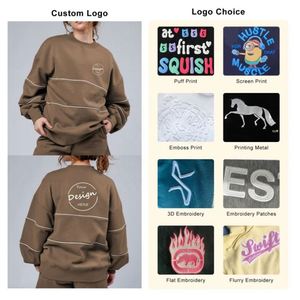 Vente en gros de sweats à rayures pour femmes avec logo personnalisé 480g sweat-shirt à col rond en coton épais sweat à capuche avec strass pour femmes - Product Image 3