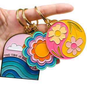 Gantungan Kunci Bunga Enamel Lunak Logam Warna Rose Gold, Hadiah, Grosir, Custom, Lucu - Product Image 1