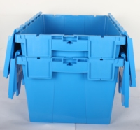 Conteneurs de stockage empilables en plastique haute capacité avec couvercle intégré pour matériel électronique et inventaire d'entrepôt
