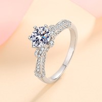 Bague en argent sterling 925 avec moissanite, six griffes, taille brillant rond, pour fiançailles et mariage, certifiée GRA, vente en gros