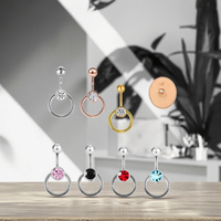 Acier inoxydable Forme Ronde Nombril Anneau Drop Dangle Nombril Piercing Mode Corps Bijoux En Gros