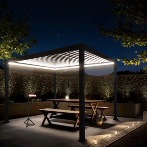 Chauffe-pergola bioclimatique extérieur moderne léger étanche <span class=keywords><strong>électrique</strong></span> tout en aluminium avec stores pour <span class=keywords><strong>terrasse</strong></span> - Product Image 2