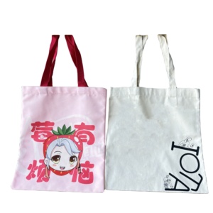Custom Canvas and Polyester Tote Bags Reusable Friendly Shopping Bag Set with Long Handles for Promotion Retail Gift Packaging