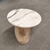 Table basse ovale moderne en marbre blanc personnalisée SH STONE avec pieds en pierre pour le mobilier de salon