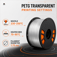 Filament d'impression 3D MUCAT PETG transparent 1,75 mm, bobine de 1 kg pour la création de modèles, les projets artisanaux et les imprimantes FDM