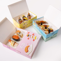 Boîte à sushi en papier d'art japonais, imprimée, jetable, pour emporter, conteneur OEM, conception personnalisée, vente en gros, emballage alimentaire