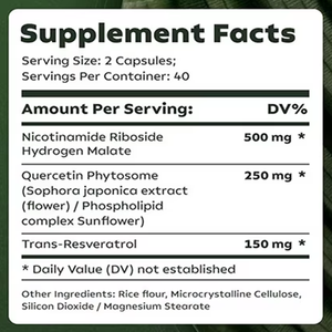 Capsule Liposomiali NAD+ Nicotinamide Riboside per l'Invecchiamento Sano della Pelle e la Bellezza, con <span class=keywords><strong>Quercetina</strong></span> e Resveratrolo per Adulti, 80 Capsule - Product Image 4