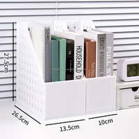 Classeur personnalisé Boîte de rangement en plastique de bureau Porte-revues blanc avec porte-mouchoirs