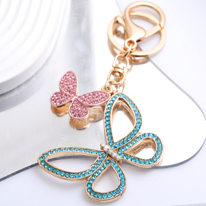 Porte-clés papillon en métal avec strass colorés, porte-clés papillon en cristal, porte-clés créatif incrusté de diamants - Product Image 3