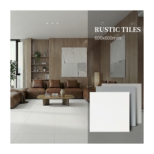 Carreaux rustiques en grès émaillé 60x60cm Blanc pur Imperméable Porcelaine unie pour Chambre et Villa - Product Image 1
