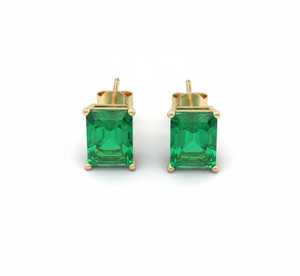 Top selling 14KT Gold Certified Octagon <b>Stud</b> Earrings in Natural/Lab Grown Gemstones/Diamonds - Product Image 3