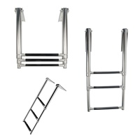 Escalera Colgante de Acero Inoxidable 304 de Tres Secciones para Drenaje/Tarima, Accesorios Marinos para Yates