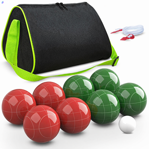 Set di <span class=keywords><strong>Bocce</strong></span> da 100mm, Dimensioni e Peso Regolamentari, Borsa Resistente per Giochi su Prato/Spiaggia, 2-8 Giocatori (Rosso/Verde) - Product Image 1