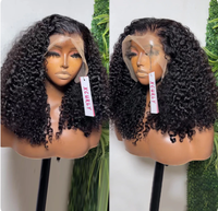 Perruques Courtes Bouclées Bob à 300% de Densité, Cheveux Humains, Perruque Complète HD en Dentelle Frontale, Fournisseur de Perruques Frontales Vierge Indiennes Brutes en Dentelle pour Femmes Noires
