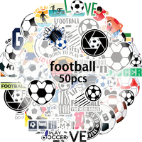 50 pegatinas de fútbol para PVC, impermeables, para coche, teléfono móvil, portátil, botella de agua.