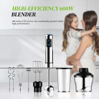 Mixeur Plongeant Portable 5-en-1 1100W avec Hachoir, Fouet, Mousseur et Bâtonnet Mélangeur pour Smoothies, Aliments pour Bébé et Soupes