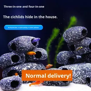 Pierre paysagère irrégulière en argile rouge pour aquarium, cachette pour cichlidés et crevettes, pour aquariums courts et aquariums de type 'Trois Lacs' égyptien - Product Image 3