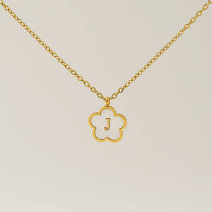 Lettere iniziali quadrifoglio A A A A Z alfabeto personalizzato in acciaio inossidabile collare pendente De Mujer lettera gioielli collane set - Product Image 6