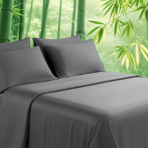 Bộ ga trải giường Cloudland Bamboo 4 món, bán buôn, 100% tre hữu cơ, bộ ga trải giường có chăn ga, màu than - Product Image 1