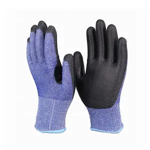 15gauged 18gauged ASTM HPPE And Super Steel Cut Level A5 Fiber PU Coated Crotch Reinforced Cut Resistant Glove