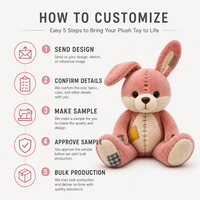 Jouets en peluche de lapin brodés sur mesure, logo et taille personnalisables, emballage cadeau, OEM ODM, faible MOQ, fabricant de peluches