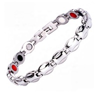 Excellent Bracelet Bio Énergétique en Acier Inoxydable pour la Santé, avec Ions Négatifs, Tourmaline, Aimant et Pierre Énergétique au Germanium