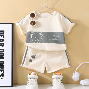 Kinder Jungen Mädchen Kurzarm Baumwolle Cartoon-Muster Sommeranzug <span class=keywords><strong>Baby</strong></span> Koreanischer Stil Kleidung - Product Image 5