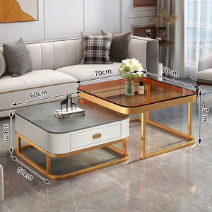 Hiện đại 2-in-1 có thể thu vào Bàn cà phê scandi đá cẩm thạch hoặc kính màu thiết kế cho Album ảnh hiển thị - Product Image 4