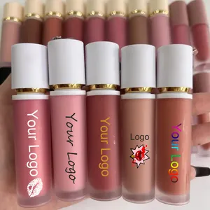 DIY Private Label Tabung Lipgloss Kekejaman Gratis Vegan Matte Lipstik Bening Lip Gloss