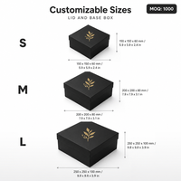Boîte cadeau rigide de luxe avec couvercle et base, logo personnalisé, noir mat, estampage à chaud or, emballage en papier, boîte en carton deux pièces, vente en gros