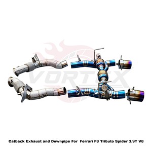 ระบบท่อไอเสียแบบเต็มระบบ Vortex Blue Titanium Valved พร้อมดาวน์ไปป์และแคทแบค สำหรับ Ferrari F8 Tributo Spider 3.9T V8 ชุดแต่งพร้อมแผ่นกันความร้อน - Product Image 3