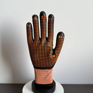 Snell 안전 니트릴 작업 점 장갑 찢어짐 방지 오일 증거 경량 점선 강한 그립 원예 농업 오렌지 장갑 - Product Image 2