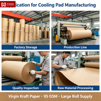 Papier Kraft en Pâte de Bois Vierge à Absorption d'Eau Uniforme et Élevée, Matière Première pour le Traitement en Profondeur des Rideaux Humides de Refroidissement