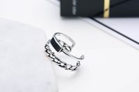 JZ537 Vente en gros d'usine, bagues rétro pour femmes, bijoux tendance, bague ouverte réglable à double chaîne