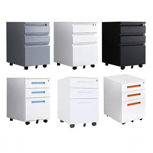 Office Furniture Three Drawer Movable Storage cabinet Steel Metal Filling Cabinet Storage