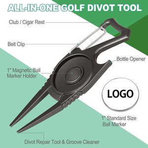 Outil de golf magnétique promotionnel multifonctionnel en métal avec logo personnalisé, marqueur de balle, décapsuleur mousqueton et fourche à divot - Product Image 4