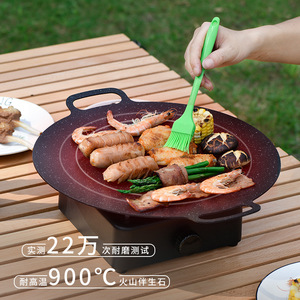 Maifan Stone Barbecue Grill Pan Round Non Stick Portable Outdoor Camping Grill For Meat Steak And Vegetables - Product Image 3