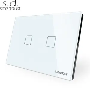 Smartdust US AU Led Light Touching Wall Smart Home No Neutral Line 2 Gang TC2 RF 433MHz Remote Touch Switch