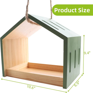 Comedero de Pájaros de Madera Premium para Exteriores, Casa para Pájaros Silvestres Colgante con Circulación de Aire para Jardín, Patio o Ventana - Product Image 2
