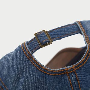 2025 New Arrival Faded Denim Newsboy Cap Fashion Women Men Outdoor Casual Retro Beret <b>Hat</b> With PU Leather Bill - Product Image 6