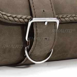 Sacoche de fourche de moto en cuir PU imperméable, forme baril vintage, pour guidon ou selle - Product Image 6