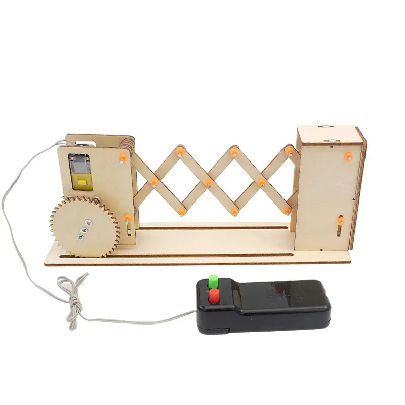 STEM éducation créatif bricolage en bois électrique télescopique porte télécommande porte enfants modèle école Science expérience jouets