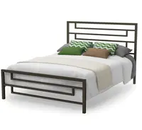 Простая сборка, кованая железная рама для кровати, двуспальный дизайн, Королевский размер