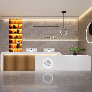 Nouveau comptoir de réception commercial contemporain en bois durable et écologique pour hôtels, centres commerciaux, bars, institutions de formation en danse - Product Image 2