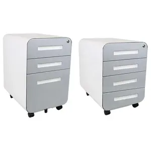 Commercial grade file cabinet mobile metal Home office Curved under desk 3 drawer mobile steel pedestal with pencil tray