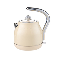 Bouilloire Électrique de Luxe Couleur Crème avec Arrêt Automatique, Intérieur en Acier Inoxydable 304, Style Rétro Européen pour le Thé