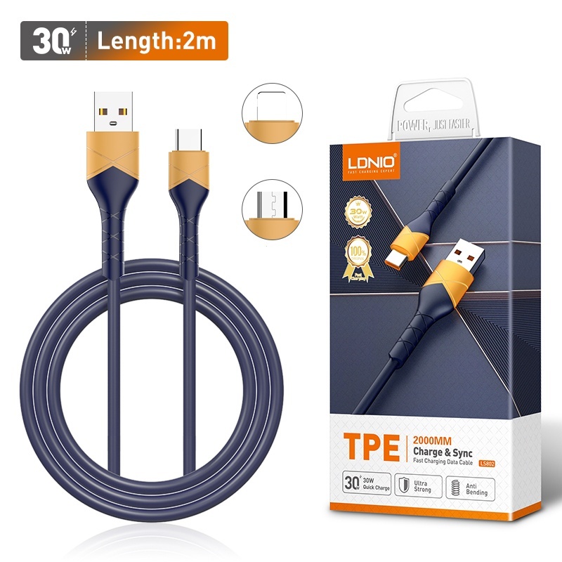 CABLE LDNIO LS802 2M 30W USB-TC